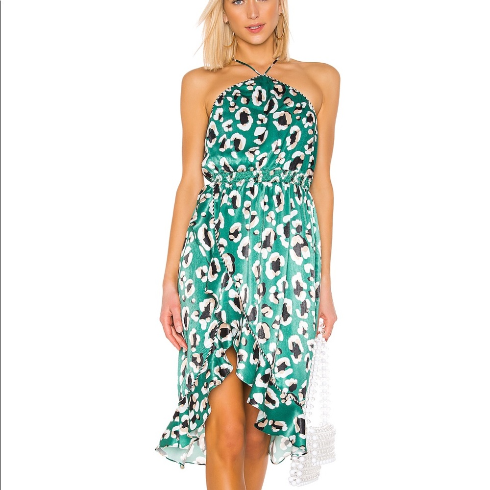 House of Harlow x Revolve Green Leopard MIDI Dress